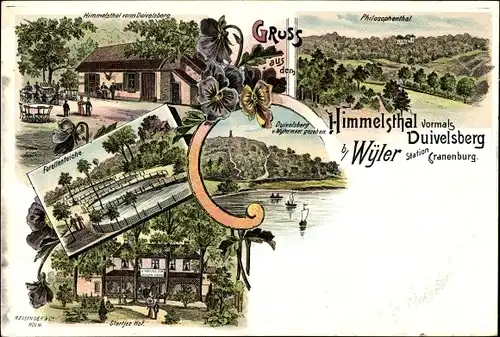 Litho Wyler Kranenburg im Kreis Kleve, Himmelstal, Duivelsberg, Startjes Hof, Inh. Johann Nebbi
