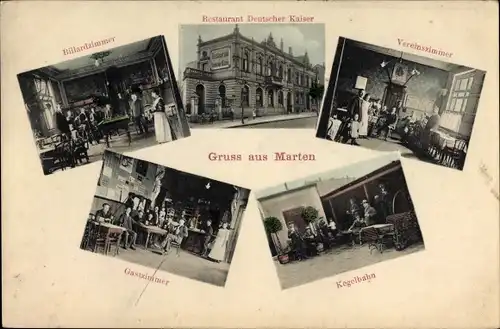 Ak Marten Dortmund, Restaurant Deutscher Kaiser, Billardzimmer, Kegelbahn, Vereinszimmer