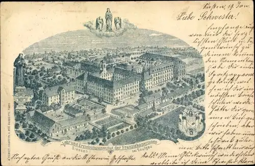 Litho Sießen Bad Saulgau in Oberschwaben Baden Württemberg, Lehrinstitut der Franzisaknerinnen