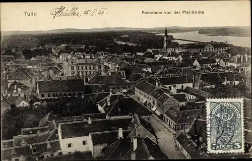 Ak Tulln an der Donau in Niederösterreich, Stadtpanorama, Blick vom Turm der Pfarrkirche