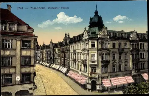 Ak Rosenheim im Alpenvorland Oberbayern, Blick in die Münchner Straße, Vogelschau