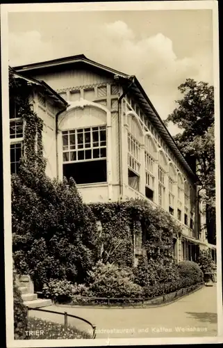 Ak Trier in Rheinland Pfalz, Waldrestaurant Weisshaus, Außenansicht, Fensterfront