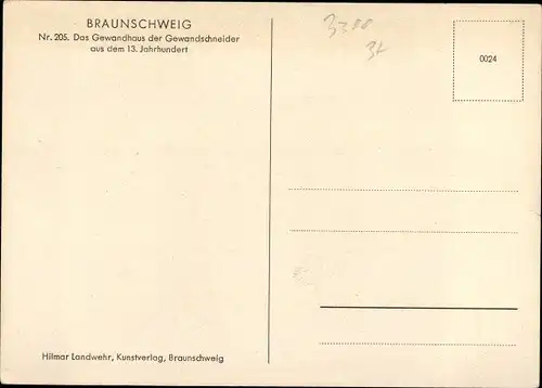 Ak Braunschweig in Niedersachsen, Gewandhaus der Gewandschneider aus dem 13. Jahrhundert