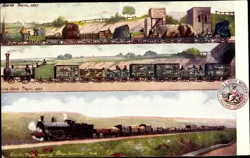 Künstler Ak London & North Western Railway, Goods Train, Live Stock Train, Shap Summit 1904