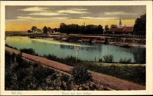 Ak Wesel am Niederrhein, Blick auf den Hafen