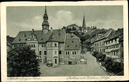 Ak Blankenburg am Harz, Rathaus mit Kirche und Schloss