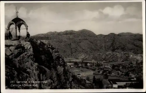 Ak Cetinje Montenegro, Orlov Krs, Blick auf den Ort, Pavillon