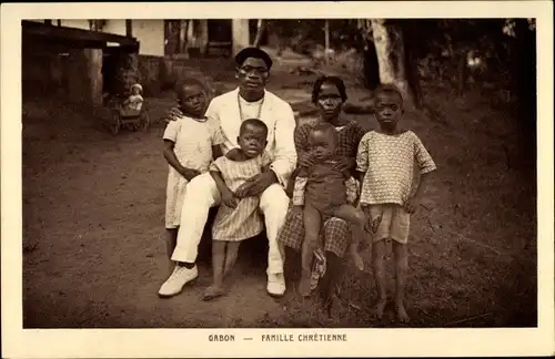 Ak Gabun, Famille Chrétienne, Christliche Familie, Afrikaner