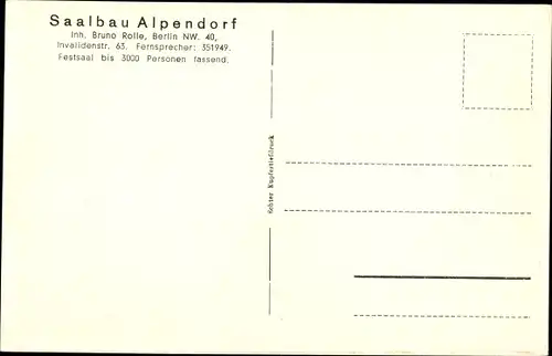 Ak Berlin, Innenansicht des Saalbau Alpendorf, Invalidenstraße 63