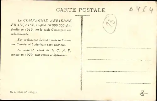 Ak Bourget Seine Saint Denis, Aeroport, Base de la Compagnie Aerienne Francaise CAF, avion