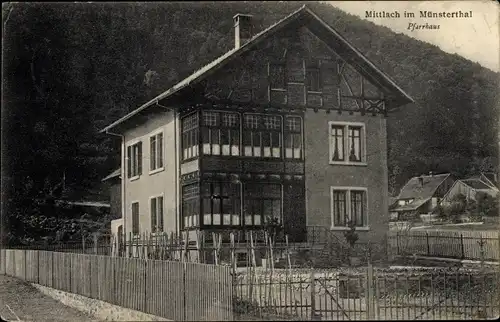 Ak Mittlach Elsass Haut Rhin, Pfarrhaus