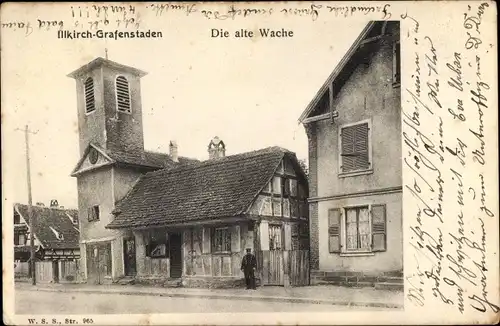 Ak Illkirch Graffenstaden Grafenstaden Elsass Bas Rhin, Die alte Wache, Kirche