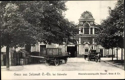 Ak Soultzmatt Sulzmatt Elsass Haut Rhin, Mineralwasserquelle Nessel, Brun & Co., Fuhren