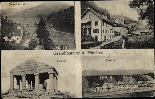 Ak Grandfontaine Michelbrunn Elsass Bas Rhin, Donon, pavillon, eglise, Vue générale
