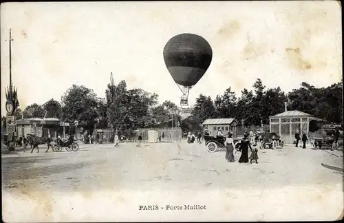 Ak Paris, Porte Maillot, Ballon, Kutsche, Auto