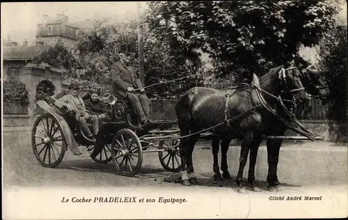 Ak Le Cocher Pradeleix et son Equipage, Portrait