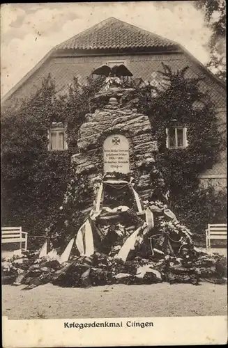Ak Clingen in Thüringen, Kriegerdenkmal, Kränze