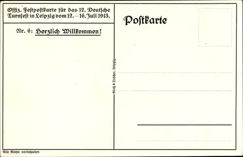 Künstler Ak Leipzig in Sachsen, XII. Deutsches Turnfest, 12-16. Juli 1913, Gut Heil, Wappen