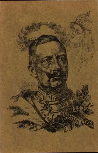 Künstler Ak Kaiser Wilhelm II. von Preußen, 25jähriges Jubiläum