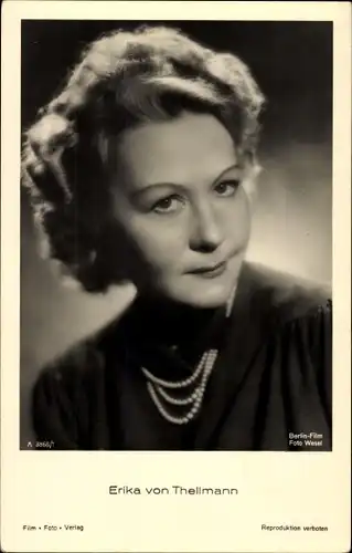 Ak Schauspielerin Erika von Thellmann, Portrait, Perlenkette