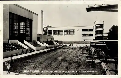 Ak Bordeaux Gironde, La Piscine Municipale, Arch. M. Louis Madeline