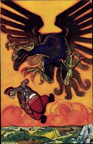 Künstler Ak Die Schildkröte und der Adler, Deutscher Adler lässt Bulgarien fallen, Karikatur I. WK