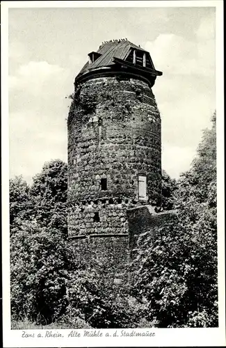 Ak Zons Dormagen Niederrhein, Alte Mühle an der Stadtmauer