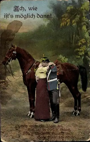Ak Ach wie ists möglich dann, Soldat nimmt Abschied, Pferd