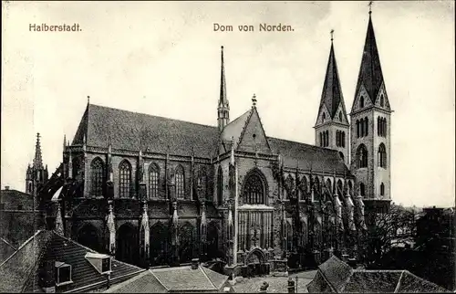 Ak Halberstadt in Sachsen Anhalt, Dom von Norden