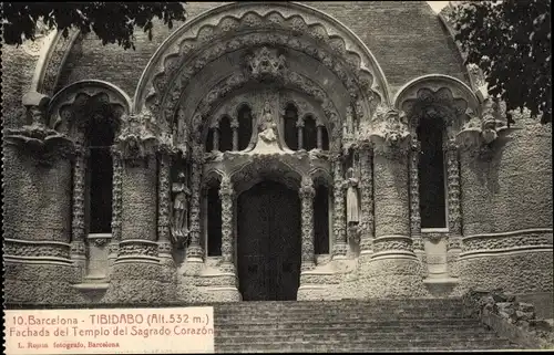 Ak Barcelona Katalonien, Tibidabo, Fachada del Tempio del Sagrado Corazon