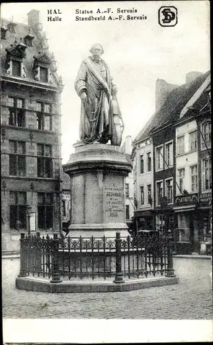 Ak Halle Flandern Flämisch Brabant, Statue A. F. Servais