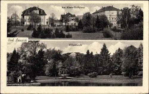 Ak Bad Lausick in Sachsen, Partie am Klein-Golfplatz, Villenteich