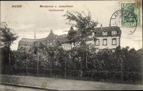 Ak Aachen in Nordrhein Westfalen, Mariabrunn, Josephinum, Goethestraße