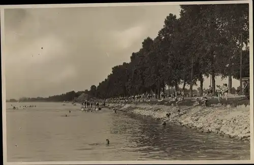 Ak Karlsruhe in Baden Württemberg, Strandbad Rappenwört, Rheinstrand