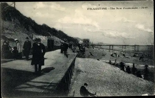 Ak Folkestone Kent South East England, The New Promenade