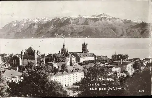 Ak Lausanne Kt. Waadt Schweiz, Lac Leman et Alpes de Savoie