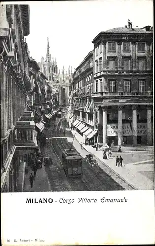 Ak Milano Mailand Lombardia, Corso Vittorio Emanuele, Straßenbahn