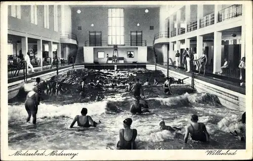 Ak Norderney in Ostfriesland, Wellenbad, Innenansicht, Schwimmhalle