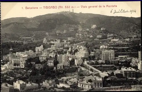 Ak Barcelona Katalonien, Tibidabo, Vista general de la Montana