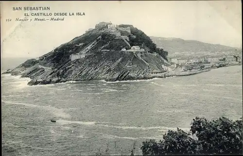 Ak San Sebastian Baskenland, El Castillo desde la Isla