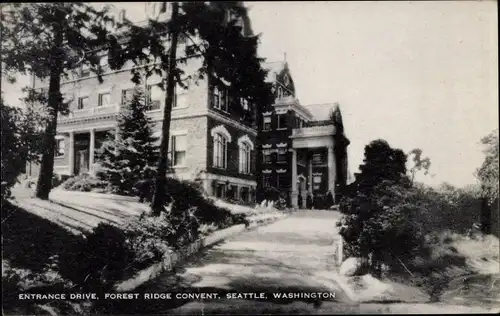 Ak Seattle Washington USA, Entrance Drive, Forest Ridge Convent