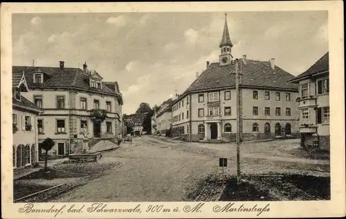 Ak Bonndorf im Schwarzwald Kreis Waldshut, Blick auf die Martinstraße, Gasthof 