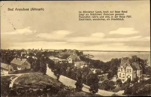 Ak Arendsee Altmark, Panorama vom Ort, Gedicht
