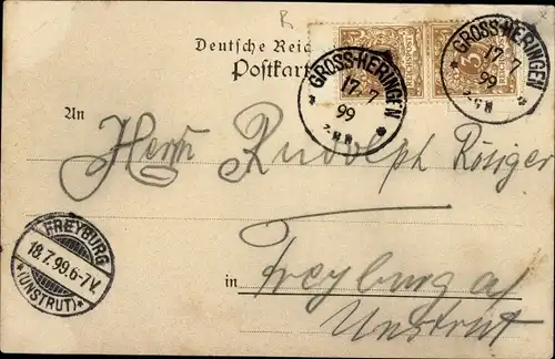 Ak Weimar in Thüringen, Goethes Gartenhaus, Brunnen, Gedicht von Goethe