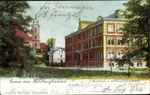 Ak Hildburghausen im Tal der Werra Thüringen, Maschinen und Elektrotechnikerschule