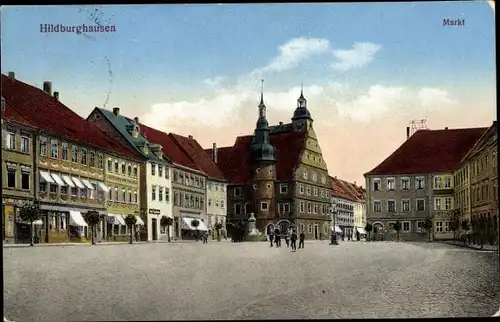 Ak Hildburghausen im Tal der Werra Thüringen, Marktplatz