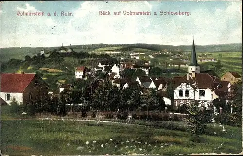 Ak Wetter an der Ruhr im Ennepe Ruhr Kreis, Blick auf Volmarstein und Schlossberg