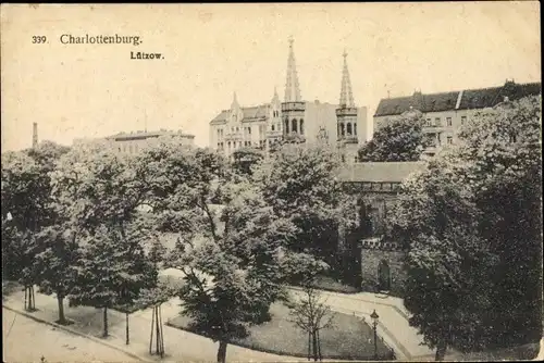 Ak Berlin Charlottenburg, Lützow, Park, Kirche