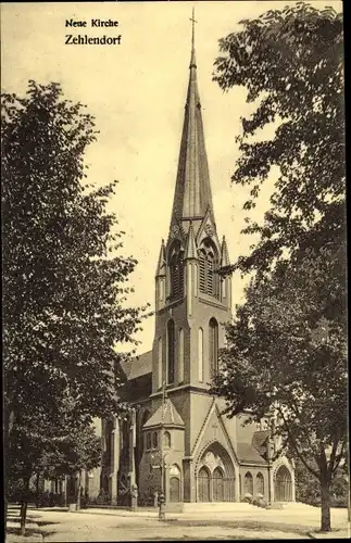 Ak Berlin Zehlendorf, Neue Kirche, Straßenansicht