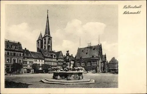 Ak Halberstadt in Sachsen Anhalt, Blick auf den Holzmarkt